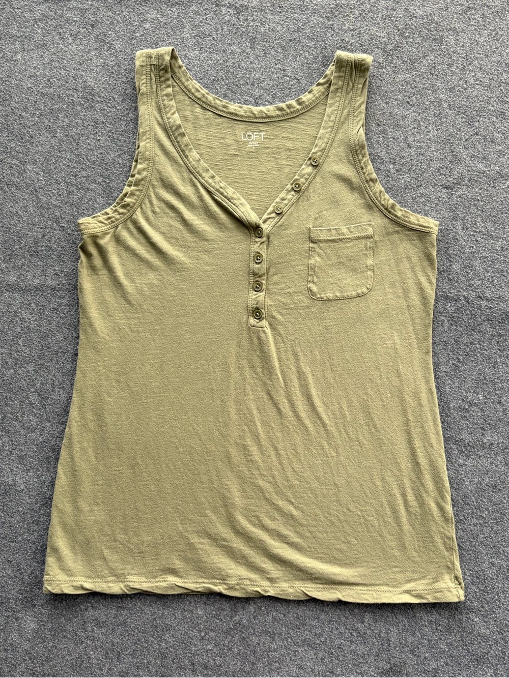 LOFT Henley Tank Top with Pocket Cotton Boho Contemporary Travel Relaxed